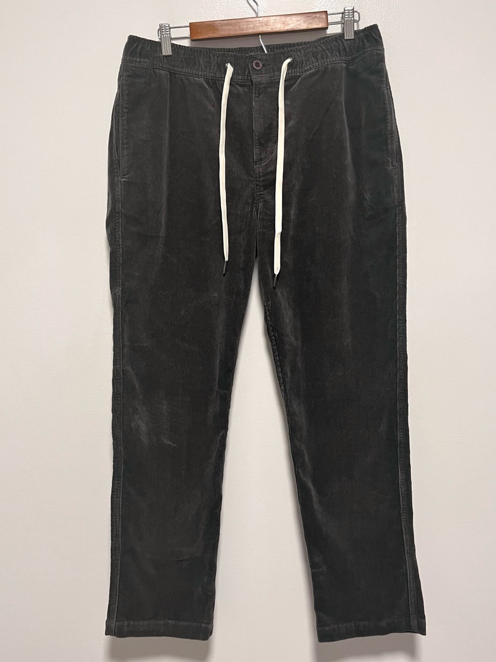 Quince Organic Stretch Corduroy Drawstring Trouser Pants Dark Coal Gray Large